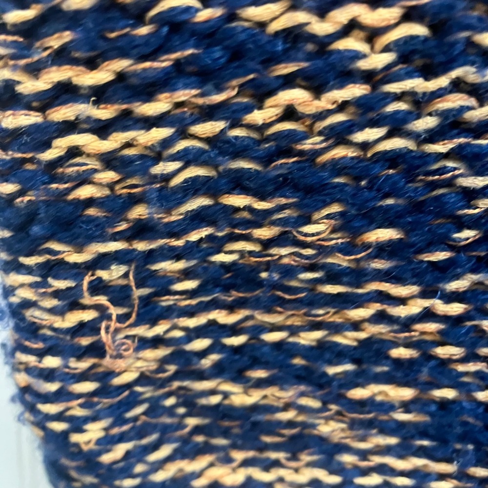 Sparrow Anthropologie Navy Tan Fringe Open Front Cardigan Sweater Wool Linen M - Picture 12 of 12